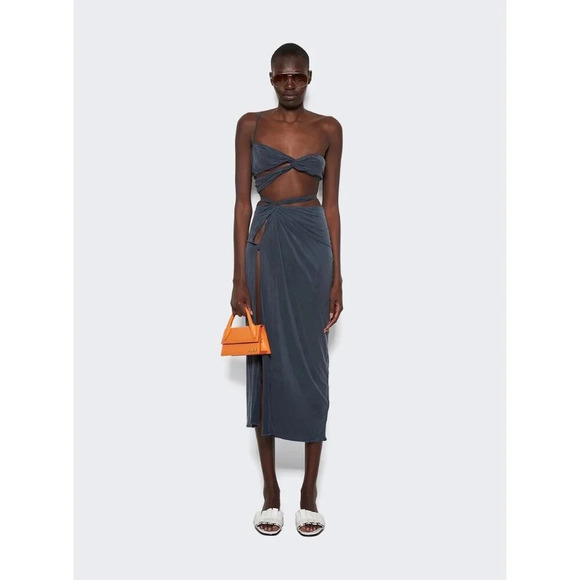 JACQUEMUS La Jupe Espelho Skirt in Navy XLarge New Womens Midi Jersey - Picture 13 of 15